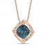 Le Vian Blue Topaz Necklace 1/5 ct tw Diamonds 14K Strawberry Gold