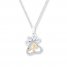 Paw Necklace 1/20 ct tw Diamonds Sterling Silver/10K Gold