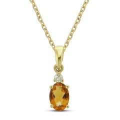 Citrine and Diamond Accent Necklace 10K Yellow Gold