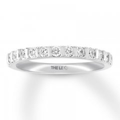 Leo Diamond Wedding Band 1/2 ct tw Round-cut 14K White Gold