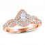 Adrianna Papell Diamond Engagement Ring 1/2 ct tw Pear/Round 14K Rose Gold