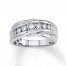 Men's Wedding Band 1/4 ct tw Diamonds 10K White Gold