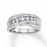 Men's Wedding Band 1/4 ct tw Diamonds 10K White Gold