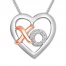 Diamond "XO" Heart Necklace Sterling Silver/10K Rose Gold