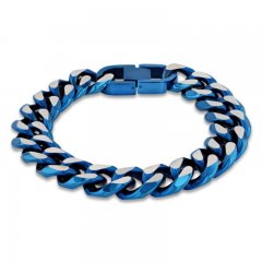 Men's Bracelet Stainless Steel/Blue Ion Plating 9"