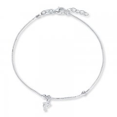 Dolphin Charm Anklet Sterling Silver 9" Length