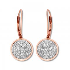 Diamond Drop Earrings 7/8 ct tw Round-cut 10K Rose Gold