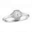 Diamond Engagement Ring 1/2 ct tw Emerald/Round 14K White Gold