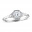 Diamond Engagement Ring 1/2 ct tw Emerald/Round 14K White Gold