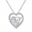 Elephant Heart Necklace 1/10 ct tw Diamonds Sterling Silver