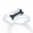 Bone Ring 1/20 ct tw Black Diamonds Sterling Silver