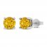 Citrine Stud Earrings Sterling Silver