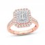 Diamond Engagement Ring 1-1/4 ct tw Emerald/Round-Cut 14K Rose Gold