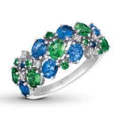 Le Vian Tsavorite/Sapphire Ring 1/10 ct tw Diamonds 14K Gold