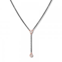 Bezel-Set Diamond Necklace 1/4 ct tw Stainless Steel/10K Gold