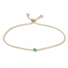 Petite Disc Bolo Bracelet 14K Yellow Gold/Blue Enamel