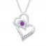 Amethyst Heart Necklace 1/15 ct tw Diamonds Sterling Silver