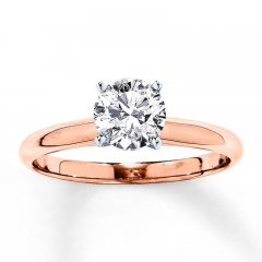 Solitaire Engagement Ring 1 Carat Diamond 14K Rose Gold