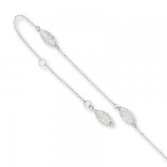 Beaded Anklet 14K White Gold