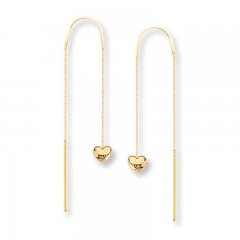 Heart Threader Earrings 14K Yellow Gold