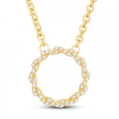 Circle of Gratitude Diamond Necklace 1/8 ct tw Round-cut 10K Yellow Gold 19"