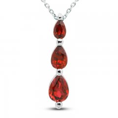 Lab-Created Ruby Three-Stone Necklace Sterling Silver 18"