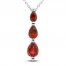 Lab-Created Ruby Three-Stone Necklace Sterling Silver 18"