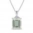 Green Quartz & White Topaz Necklace Octagon/Round-Cut Sterling Silver 18"