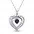 Blue & White Lab-Created Sapphire Heart Necklace Sterling Silver 18"