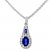 Natural Sapphire Necklace 1/10 ct tw Diamonds 10K White Gold