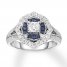 Diamond & Sapphire Engagement Ring 1 ct tw 14K White Goldd