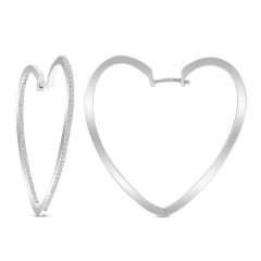 Diamond Heart Hoop Earrings 1/2 ct tw Sterling Silver