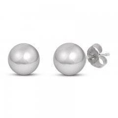 Ball Stud Earrings 14K White Gold 8mm