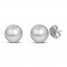 Ball Stud Earrings 14K White Gold 8mm