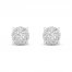 Diamond Halo Stud Earrings 1/10 ct tw Round-Cut 10K White Gold