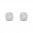 Diamond Halo Stud Earrings 1/10 ct tw Round-Cut 10K White Gold