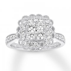 Diamond Engagement Ring 1-1/5 ct tw Round-cut 14K White Gold