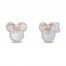 Disney Treasures Minnie Mouse Mother of Pearl Earrings 1/6 ct tw Diamonds 10K Rose Gold Sterling Silver