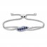 Blue/White Lab-Created Sapphire Bolo Bracelet Sterling Silver