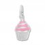 Cupcake Charm Pink Enamel Sterling Silver