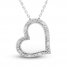 Neil Lane Diamond Heart Necklace 1/5 ct tw Round/Baguette 10K White Gold 18"