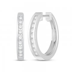 Diamond Hoop Earrings 1/4 ct tw Round-Cut 10K White Gold