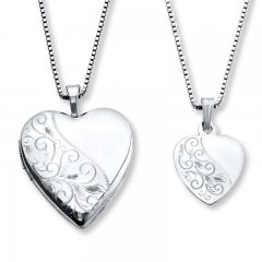 Mother/Daughter Necklaces Heart with Swirls Sterling Silver