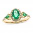 Emerald Ring 1/6 ct tw Diamonds 10K Yellow Gold