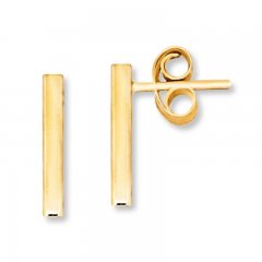 Straight Bar Earrings 14K Yellow Gold