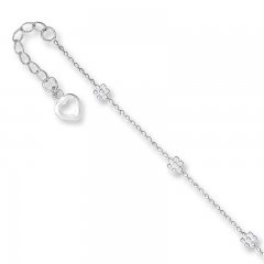 Flower Anklet Sterling Silver 10-inch Length