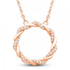 Circle of Gratitude Diamond Necklace 1/8 ct tw Round-cut 10K Rose Gold 19"