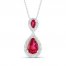 Lab-Created Ruby & White Lab-Created Sapphire Necklace Sterling Silver 18"