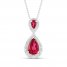 Lab-Created Ruby & White Lab-Created Sapphire Necklace Sterling Silver 18"