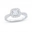 The Kiss Diamond Halo Engagement Ring 1-1/4 ct tw Princess & Round-cut Platinum